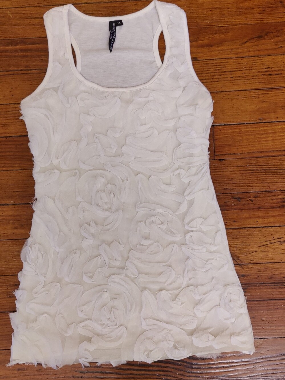 Absolute Angel White 3D Rossette Tank Top